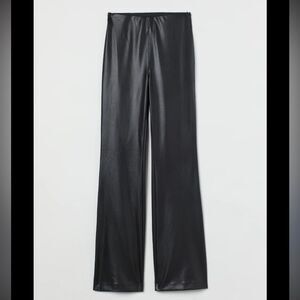 H&M Flares Faux Leather Black Pants high rise size 10 concert going out Tate